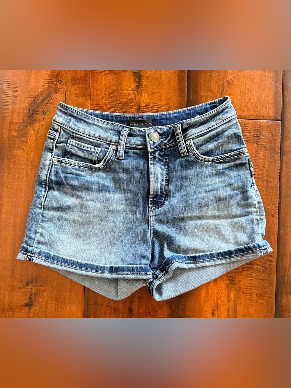 Silver Jeans Light Wash Denim Roll-Cuff Shorts